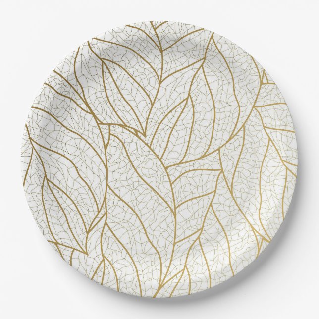 Assiettes En Carton Elégant or feuille de terre délice (Devant)