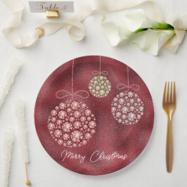 Assiettes En Carton Élégant Parties scintillant rouge ornements Joyeux