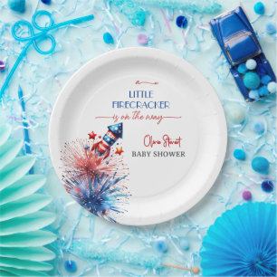 Assiettes En Carton Élégant petit pétard 4 Juillet Baby shower
