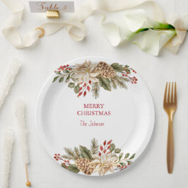 Assiettes En Carton Élégant Pins à fleurs aquarelle