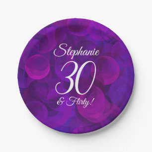 Assiettes En Carton Elégant Purple 30 et Flirty fête d'anniversaire