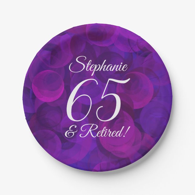 Assiettes En Carton Élégant Purple 65 et Retraité (Devant)