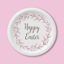 Assiettes En Carton Elégant Pussy Rose Saule Joyeux Pâques