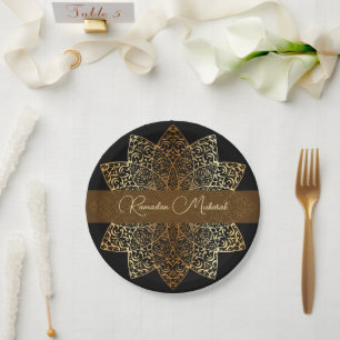 Assiettes En Carton Élégant Ramadan Ornamental Mubarak Iftar Party