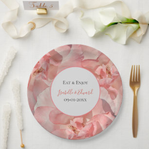 Assiettes En Carton Élégant Rose de corail rose Mariage d'image