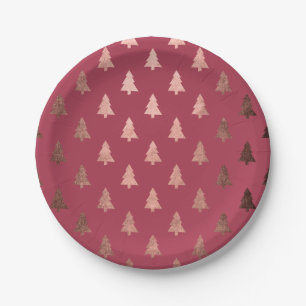 Assiettes En Carton Élégant rose moderne or motif de Noël arbre de Noë