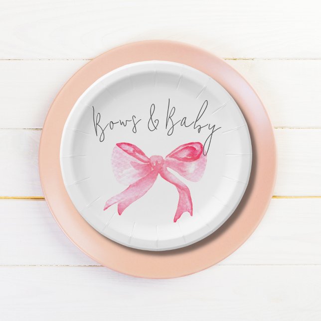 Assiettes En Carton Élégant Ruban rose vaches et Baby shower bébé fill (Créateur téléchargé)