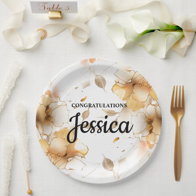 Assiettes En Carton Elegant Rustic Floral Baby Shower (Mariage)
