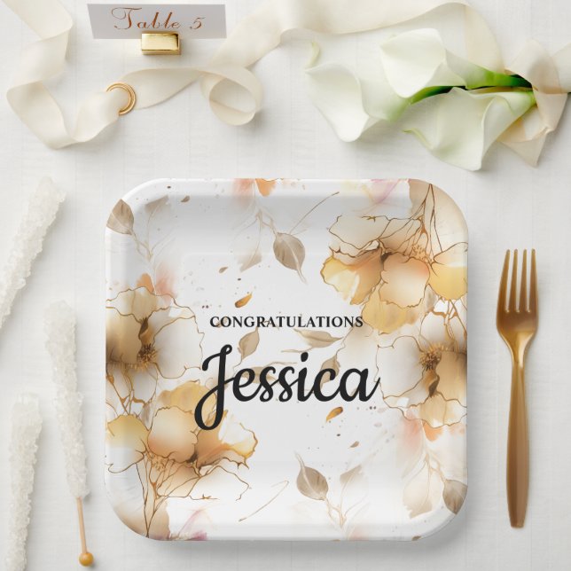 Assiettes En Carton Elegant Rustic Floral Baby Shower (Mariage)