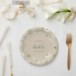 Assiettes En Carton Elégant rustique aquarelle Fête des mariées margue