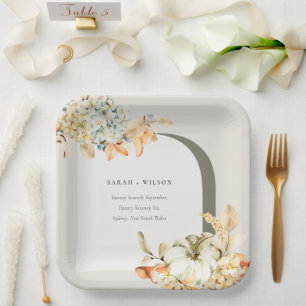 Assiettes En Carton Elégant Rustique Citrouille d'automne Arch Mariage