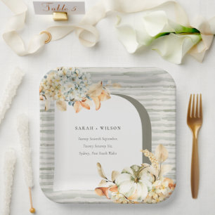 Assiettes En Carton Elégant Rustique Citrouille d'automne Arch Mariage