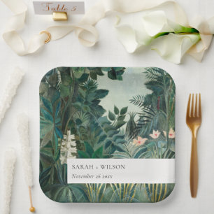 Assiettes En Carton Élégant Rustique Exotique Tropical Mariage de forê