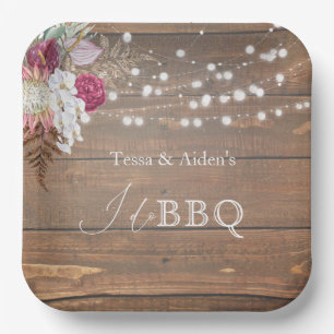 Assiettes En Carton Elégant Rustique Floral Bois I Do BBQ