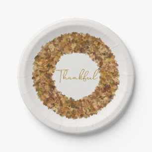 Assiettes En Carton Élégant Rustique Thanksgiving Wreath Feuilles d'au