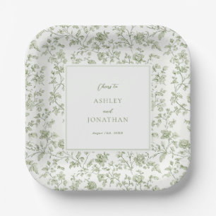 Assiettes En Carton Elegant Sage Chinoiserie Mariage