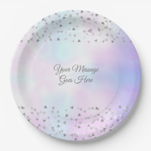 Assiettes En Carton Élégant Script Chic Coeurs Perle Confetti