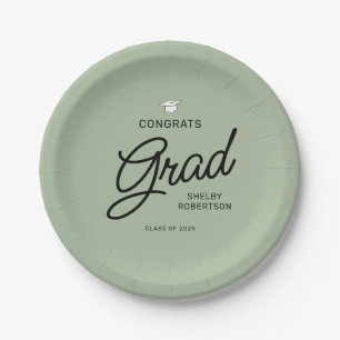 Assiettes En Carton Élégant Script Congrats Grad Grad Graduation Party