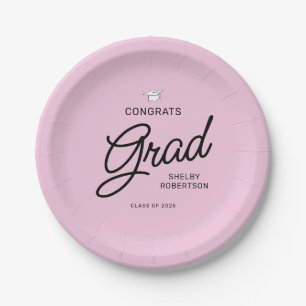 Assiettes En Carton Élégant Script Congrats Grad Grad Graduation Party