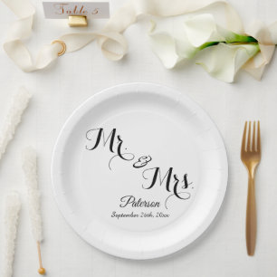 Assiettes En Carton Élégant script de signature Monogramme