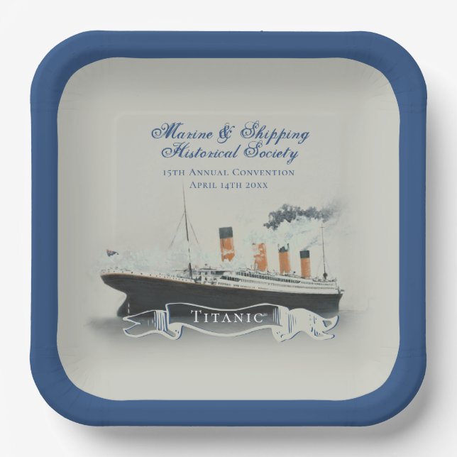 Assiettes En Carton  Élégant script personnalisé Titanic  (Recto)