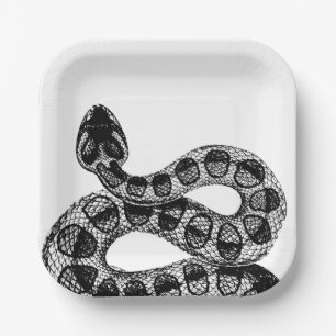 Assiettes En Carton Élégant Serpent Noir Halloween