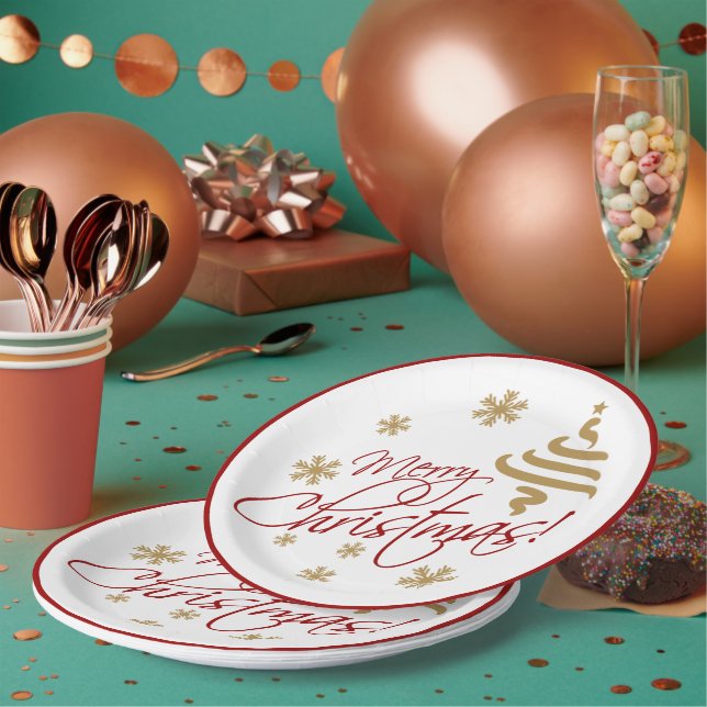 Assiettes En Carton Elégant Simple Joyeux Noël Wish Wordart (Multi)