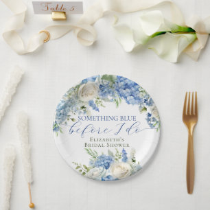 Assiettes En Carton Élégant Something Blue Hydrangea Baby Shower pour