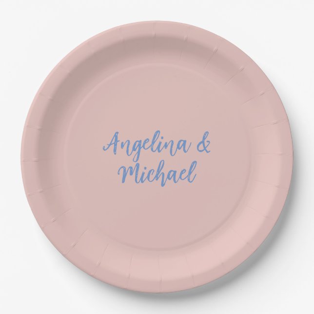 Assiettes En Carton Élégant stylish tendance Unique Noms Calligraphie (Devant)