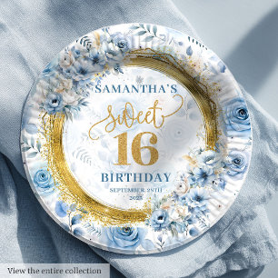 Assiettes En Carton Élégant Sweet 16 Plaques de Parties scintillant en