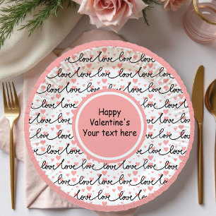 Assiettes En Carton Élégant Texte d'Amour sur Table Personnalisé Art S