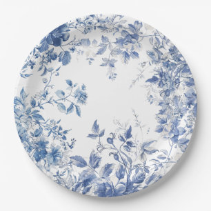 Assiettes En Carton Élégant Toile Bleue Chinoiserie Baby Shower Mariag
