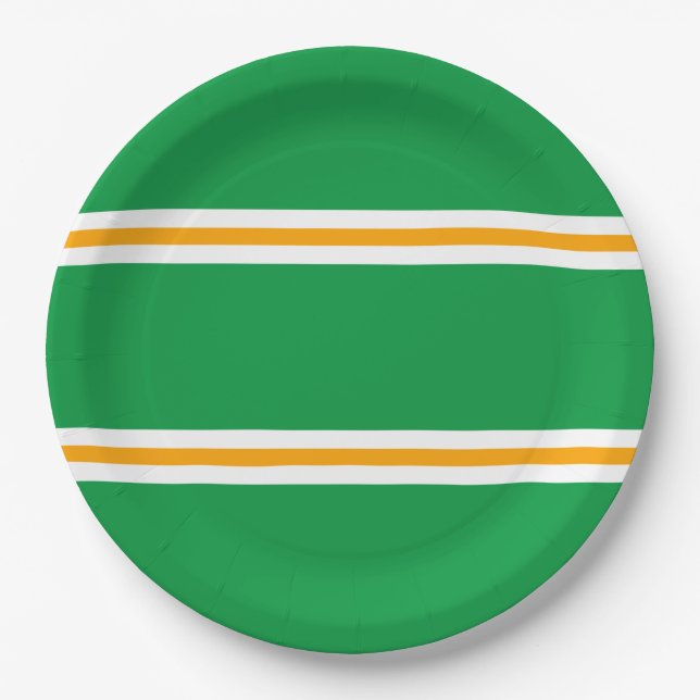 Assiettes En Carton Élégant Vert Jaune Blanc Été Couture (Devant)