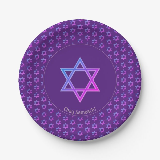 Assiettes En Carton Élégant violet | ÉTOILE DE DAVID (Devant)