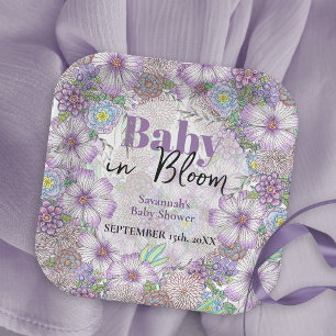 Assiettes En Carton Élégant violet fleurs de jardin bébé en fleur
