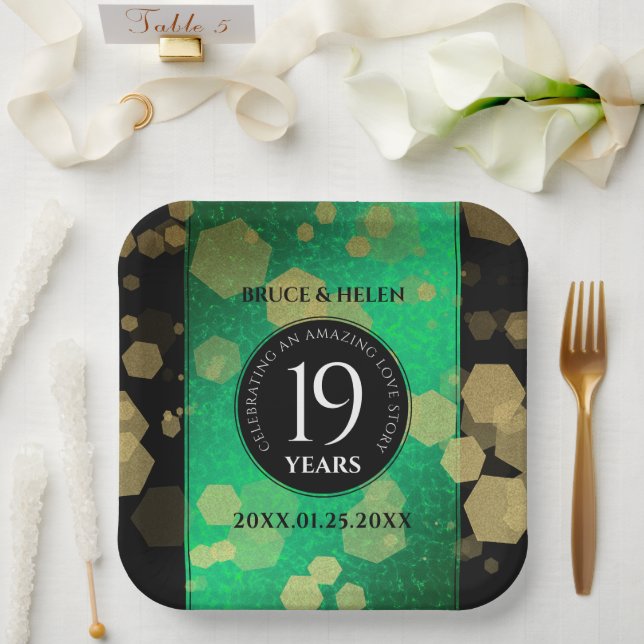 Assiettes En Carton Élégante 19e anniversaire du Mariage de Jade (Mariage)