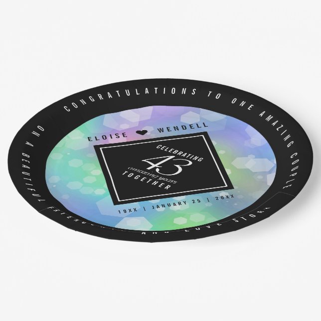 Assiettes En Carton Élégante 43ème anniversaire du Mariage Opal (Angle)