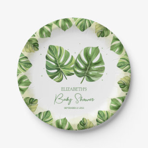 Assiettes En Carton Elégante aquarelle Baby shower de palme tropicale