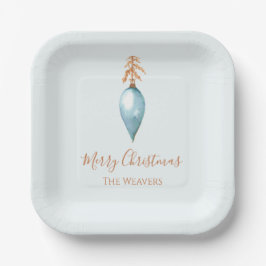 Assiettes En Carton Elégante aquarelle bleu unique Noël personnalisé