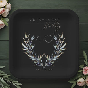 Assiettes En Carton Elégante aquarelle Branche d'olive N'IMPORTE QUEL 
