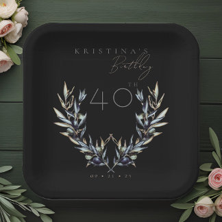 Assiettes En Carton Elégante aquarelle Branche d'olive N'IMPORTE QUEL