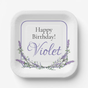 Assiettes En Carton Elégante aquarelle eucalyptus lavande anniversaire
