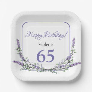 Assiettes En Carton Elégante aquarelle eucalyptus lavande anniversaire