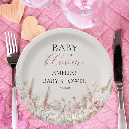 Assiettes En Carton Elégante aquarelle Floral Baby in Bloom