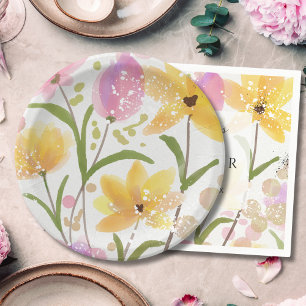 Assiettes En Carton Elégante aquarelle florale