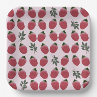 Assiettes En Carton Elégante Aquarelle fraise Plaque papier d'annivers