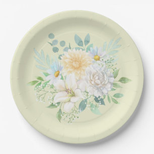 Assiettes En Carton Elégante Aquarelle Pastel Floral Garden Flowers
