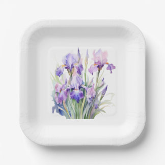 Assiettes En Carton Elégante Aquarelle Plaques de papier Iris