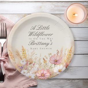 Assiettes En Carton Élégante Baby Shower Fleur des Champs de l'Automne