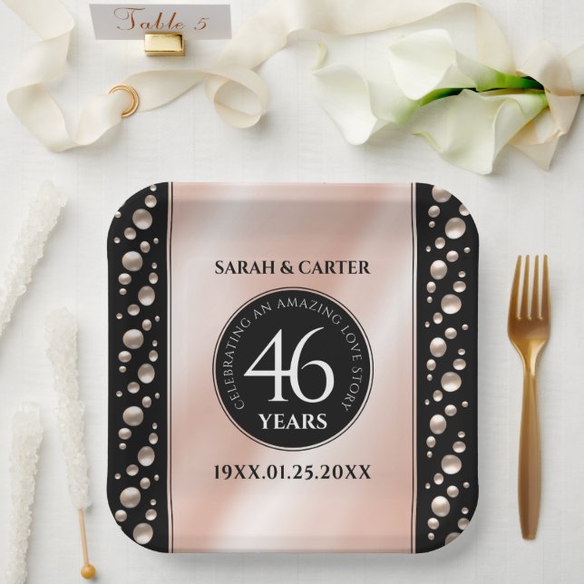 Assiettes En Carton Élégante célébration du 46e anniversaire du Mariag (Mariage)